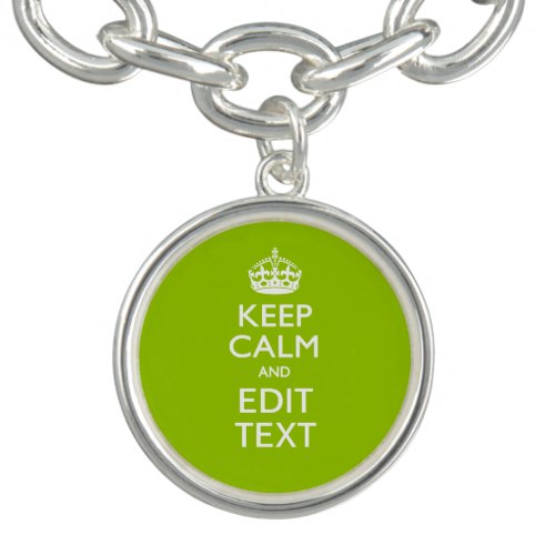 Android Green Style Keep Calm And Your Text Charm Bracelet