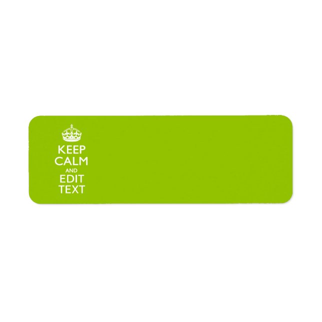 Android Green Style Keep Calm And Your Text Label (Front)