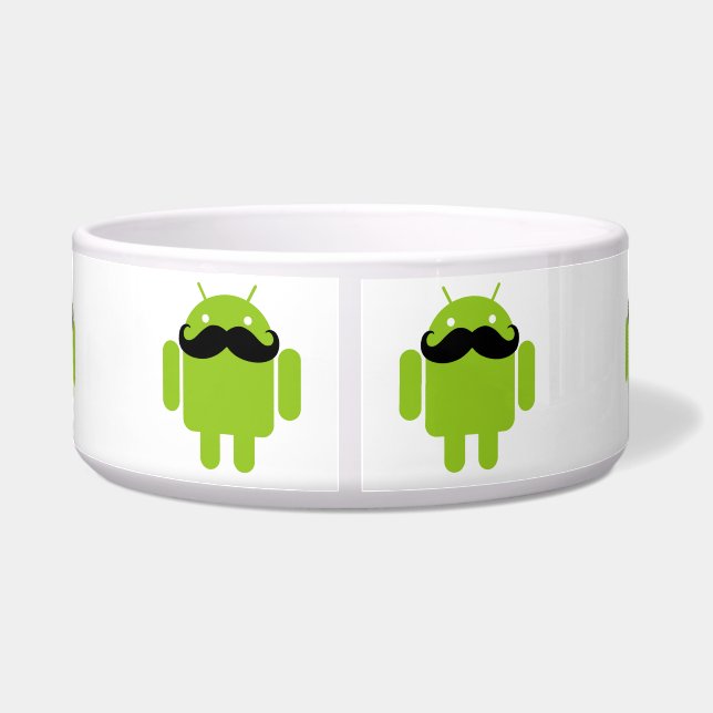 Android Robot Black Mustache Graphic Bowl (Back)