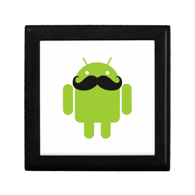 Android Robot Black Mustache Graphic Jewelry Box (Front)