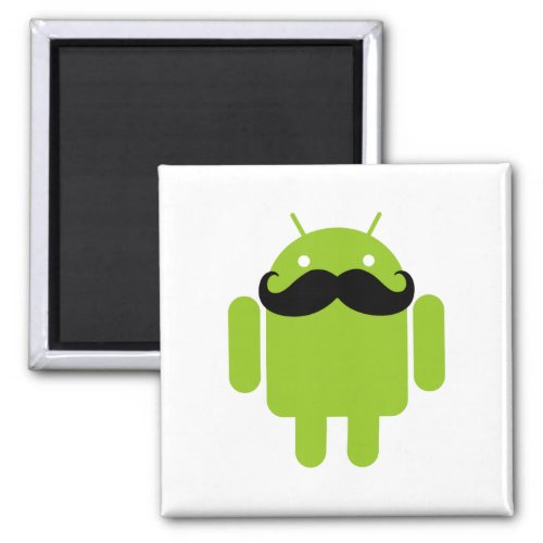 Android Robot Black Mustache Graphic Magnet