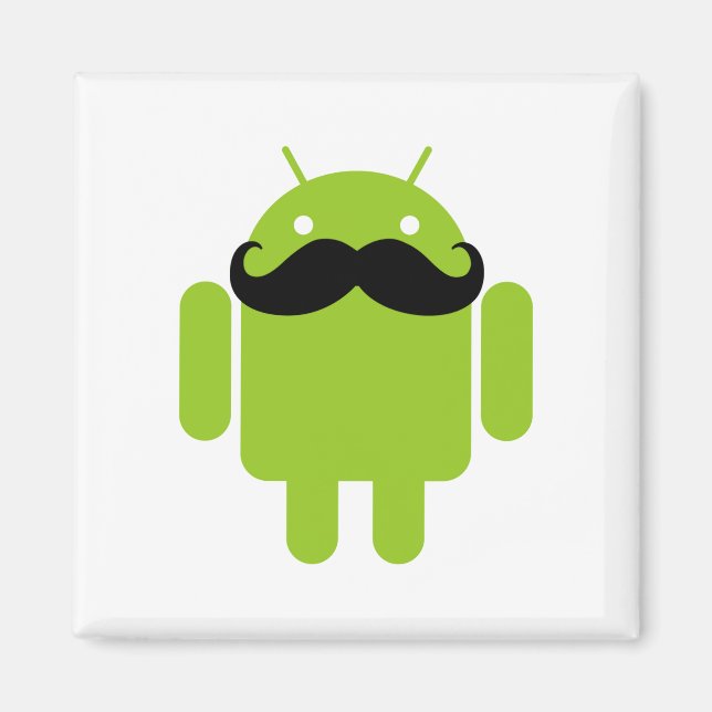 Android Robot Black Mustache Graphic Magnet (Front)