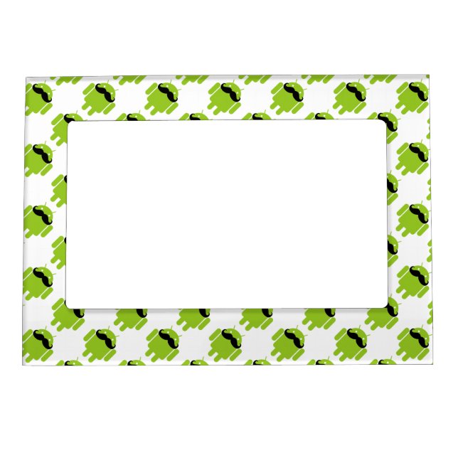 Android Robot Black Mustache Graphic Magnetic Frame (Front)
