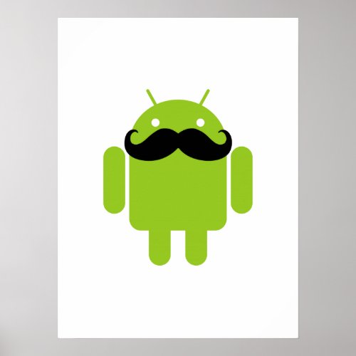 Android Robot Black Mustache Graphic Poster