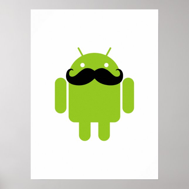 Android Robot Black Mustache Graphic Poster (Front)