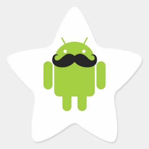 Android Robot Black Mustache Graphic Star Sticker