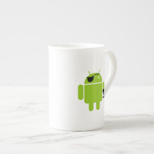 Android Robot Icon as a Pirate Bone China Mug