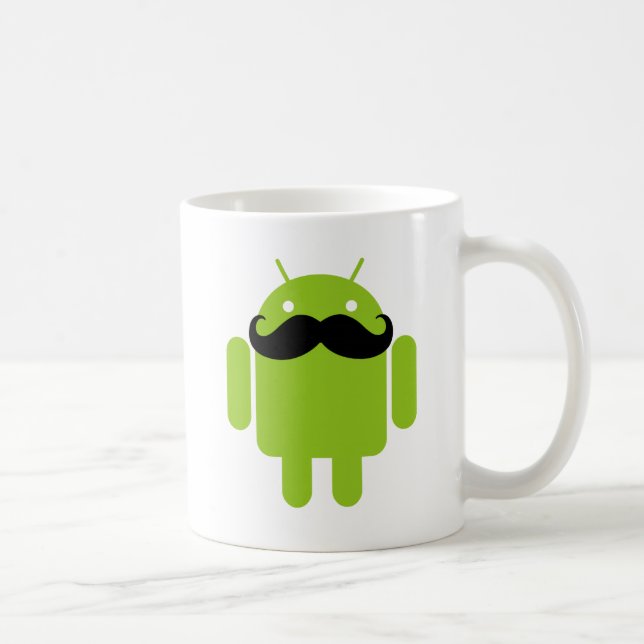 Android Robot Icon Mustache Coffee Mug (Right)