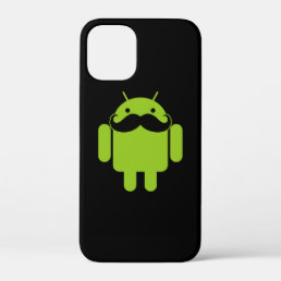 Android Robot Icon Mustache on Black iPhone 12 Mini Case
