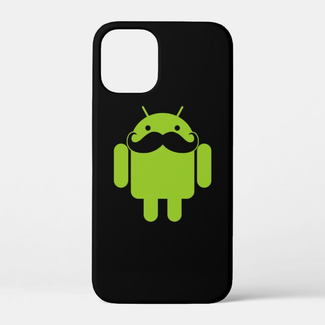 Android Robot Icon Mustache on Black Case-Mate iPhone Case (Back)