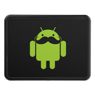 Android Robot Icon Mustache on Black Hitch Cover