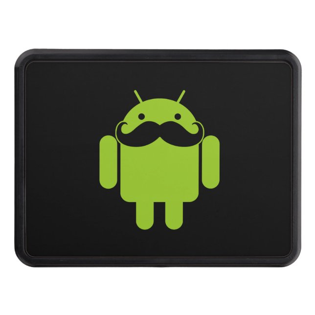 Android Robot Icon Mustache on Black Hitch Cover (Front)