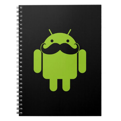 Android Robot Icon Mustache on Black Notebook