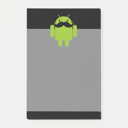 Android Robot Icon Mustache on Black Post_it Notes