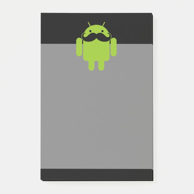Android Robot Icon Mustache on Black Post-it Notes (Front)