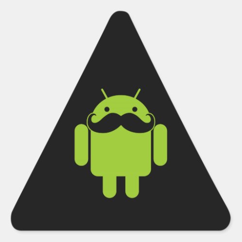 Android Robot Icon Mustache on Black Triangle Sticker