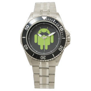 Android Robot Icon Mustache on Black Watch