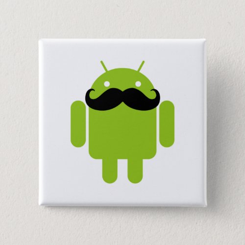 Android Robot Icon Mustache Pinback Button