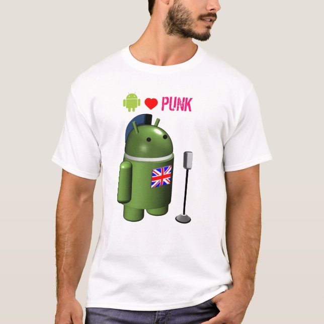 Android Robot Loves Punk T-Shirt (Front)