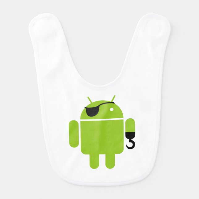 Android Robot Mighty Pirate Baby Bib (Front)