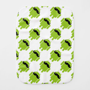 Android Robot Mustache Baby Burp Cloth