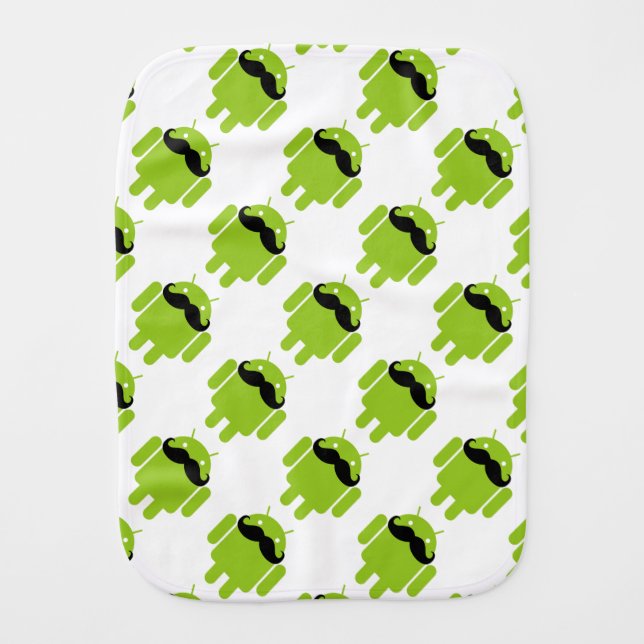Android Robot Mustache Baby Burp Cloth (Front)