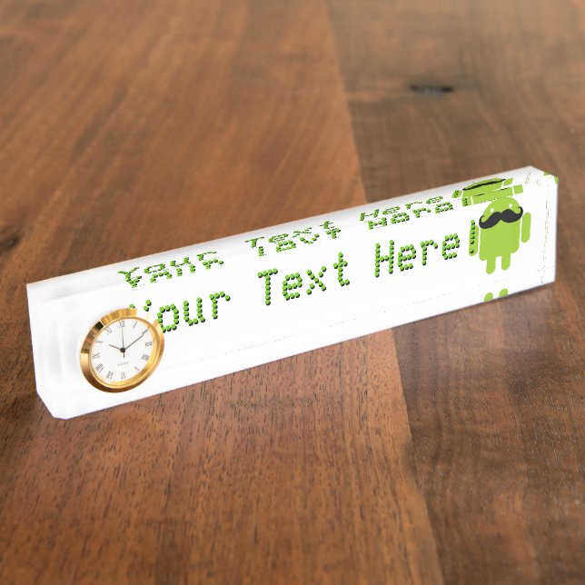 Android Robot Mustache Desk Name Plate (Side)