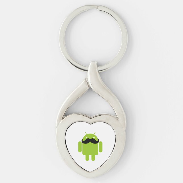 Android Robot Mustache Keychain (Front)