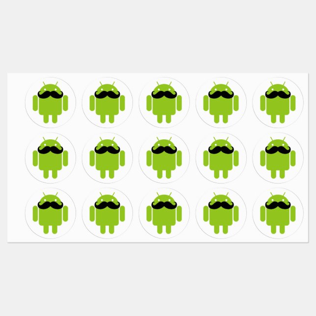 Android Robot Mustache Labels (Sheet)