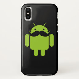 Android Robot Mustache on Black iPhone X Case