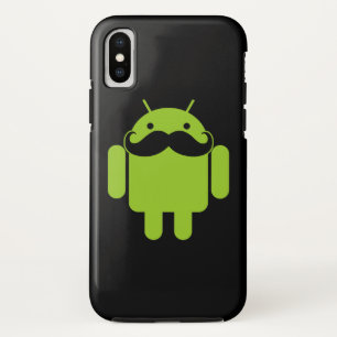 Android Robot Mustache on Black iPhone X Case