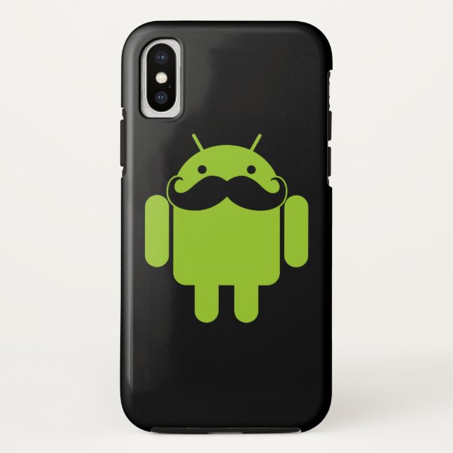 Android Robot Mustache on Black Case-Mate iPhone Case (Back)