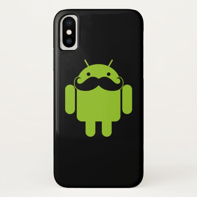 Android Robot Mustache on Black Case-Mate iPhone Case (Back)