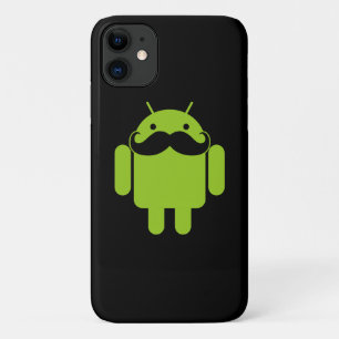 Android Robot Mustache on Black iPhone 11 Case