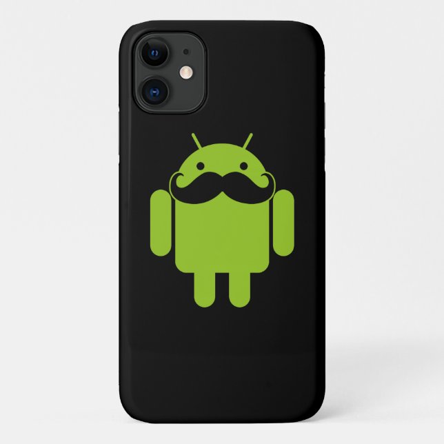 Android Robot Mustache on Black Case-Mate iPhone Case (Back)