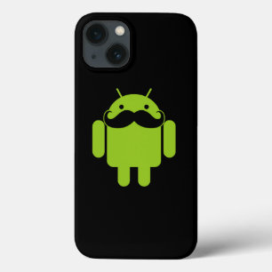 Android Robot Mustache on Black iPhone 13 Case