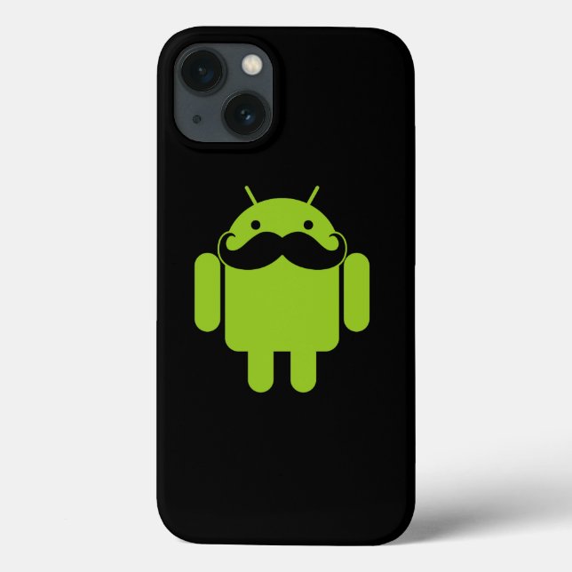 Android Robot Mustache on Black Case-Mate iPhone Case (Back)