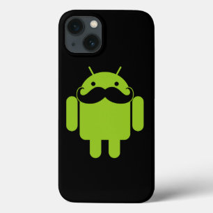 Android Robot Mustache on Black iPhone 13 Case