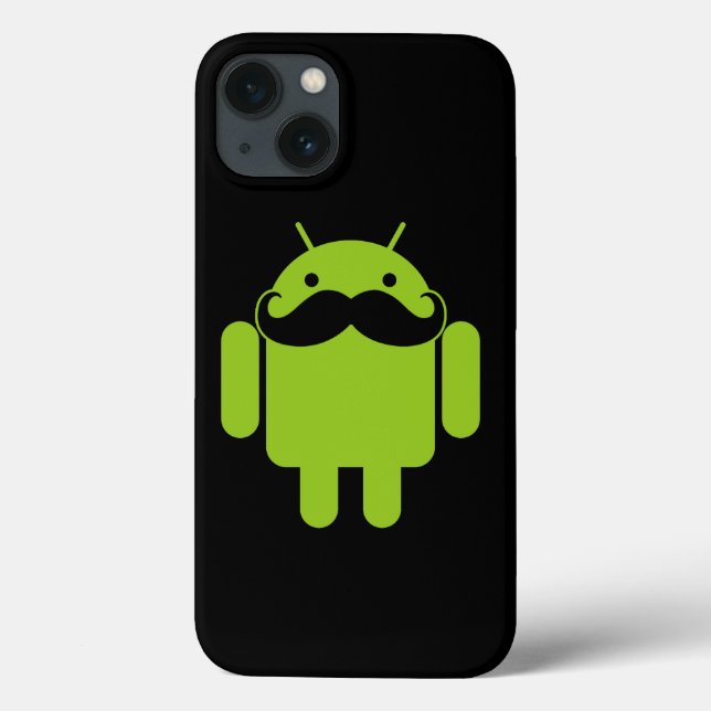 Android Robot Mustache on Black Case-Mate iPhone Case (Back)