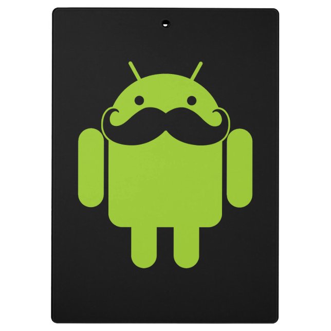 Android Robot Mustache on Black Clipboard (Back)