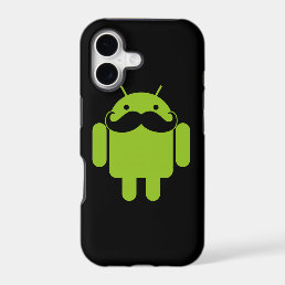 Android Robot Mustache on Black iPhone 17 Case