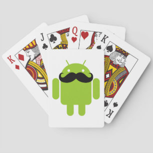 Android Robot Mustache Poker Cards