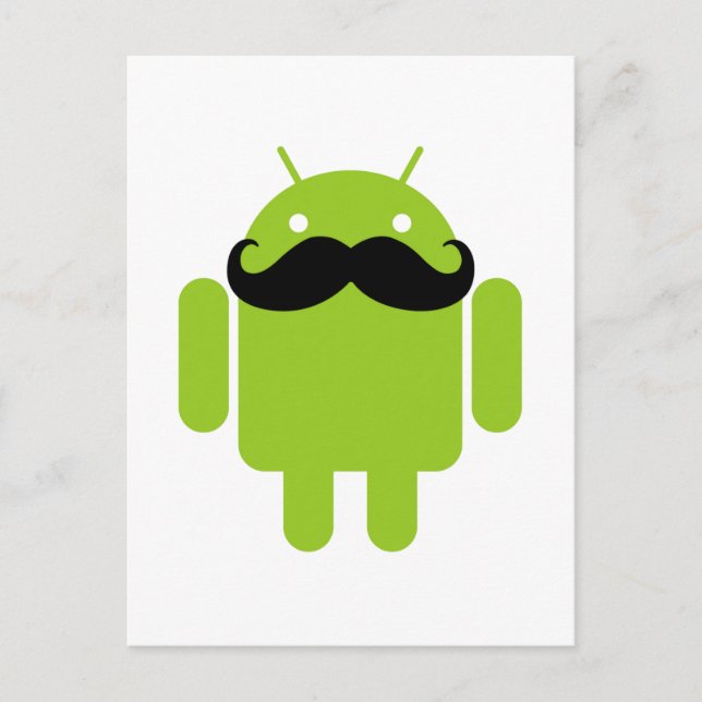 Android Robot Mustache Postcard (Front)