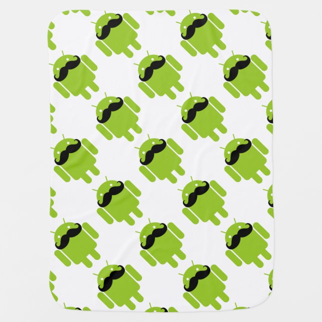 Android Robot Mustache Receiving Blanket (Front)