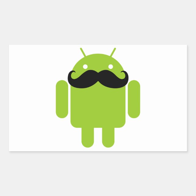 Android Robot Mustache Rectangular Sticker (Front)
