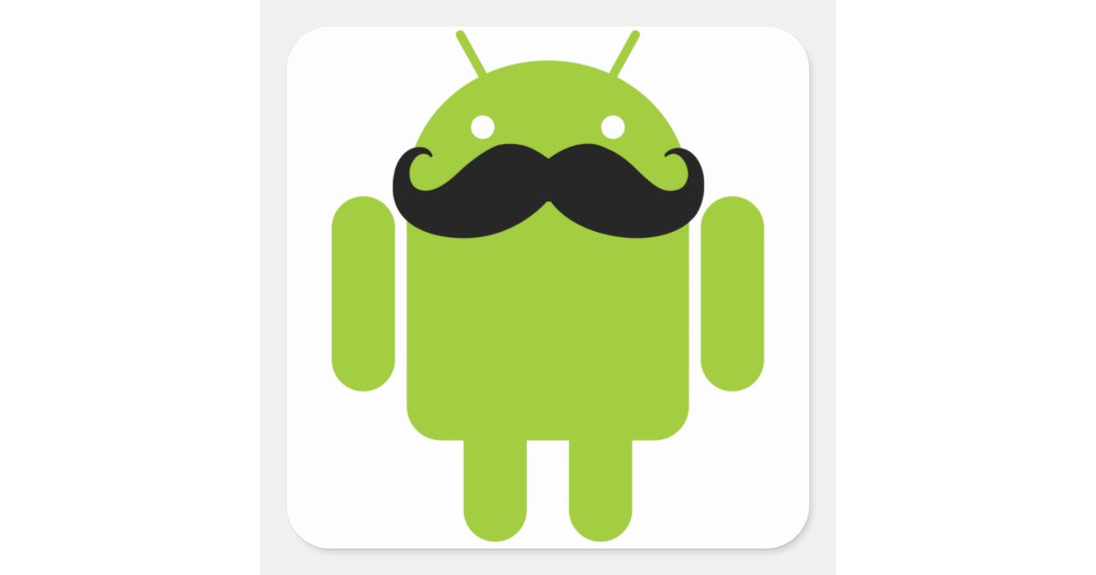 Android Robot Mustache Square Sticker | Zazzle