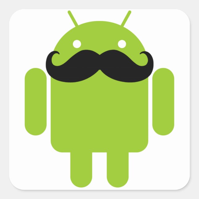 Android Robot Mustache Square Sticker (Front)