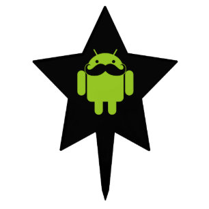 Android Robot Mustache Style on Black Cake Topper