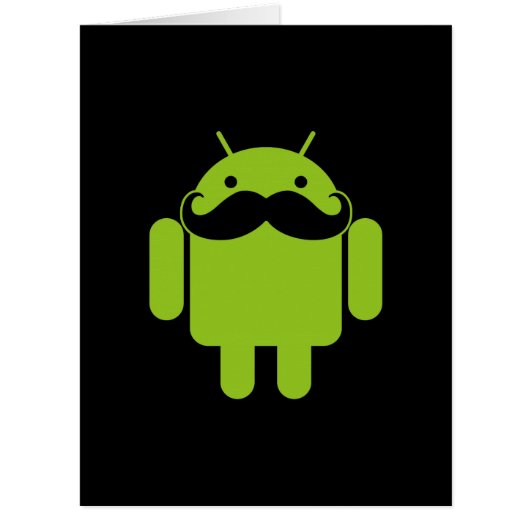 Android Robot Mustache Style on Black Cards (Front)