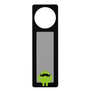 Android Robot Mustache Style on Black Door Hanger